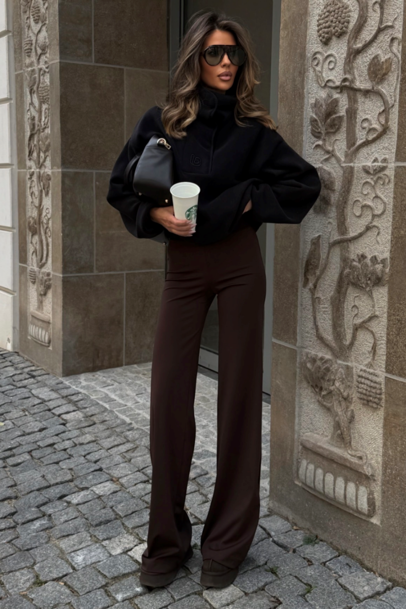 ASPEN fleece sweatshirt in black, 95% cotton and 5% elastane, one size