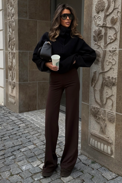 ASPEN fleece sweatshirt in black, 95% cotton and 5% elastane, one size