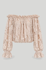 Blusa donna MIA tipo "spalla scoperta" pizzo - beige