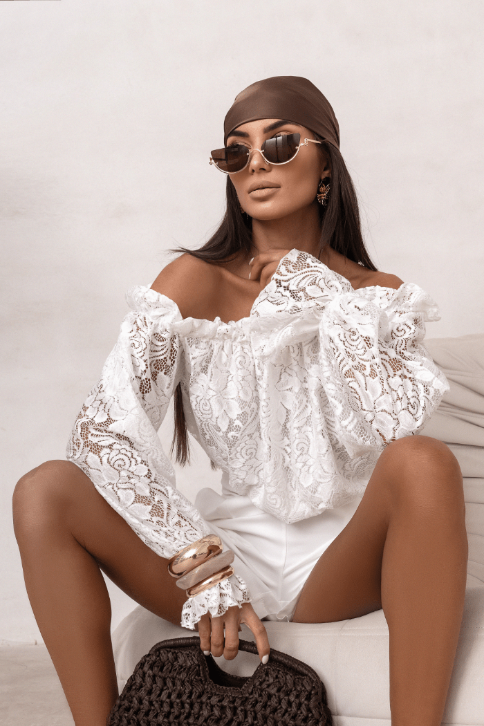 Дамска блуза MIA тип „испанка“ от дантела - екрю LaBalancia Roberto Fashion Store Set 5907378521579 S