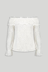 Blusa donna MIA tipo "spagnola" in pizzo - ecru