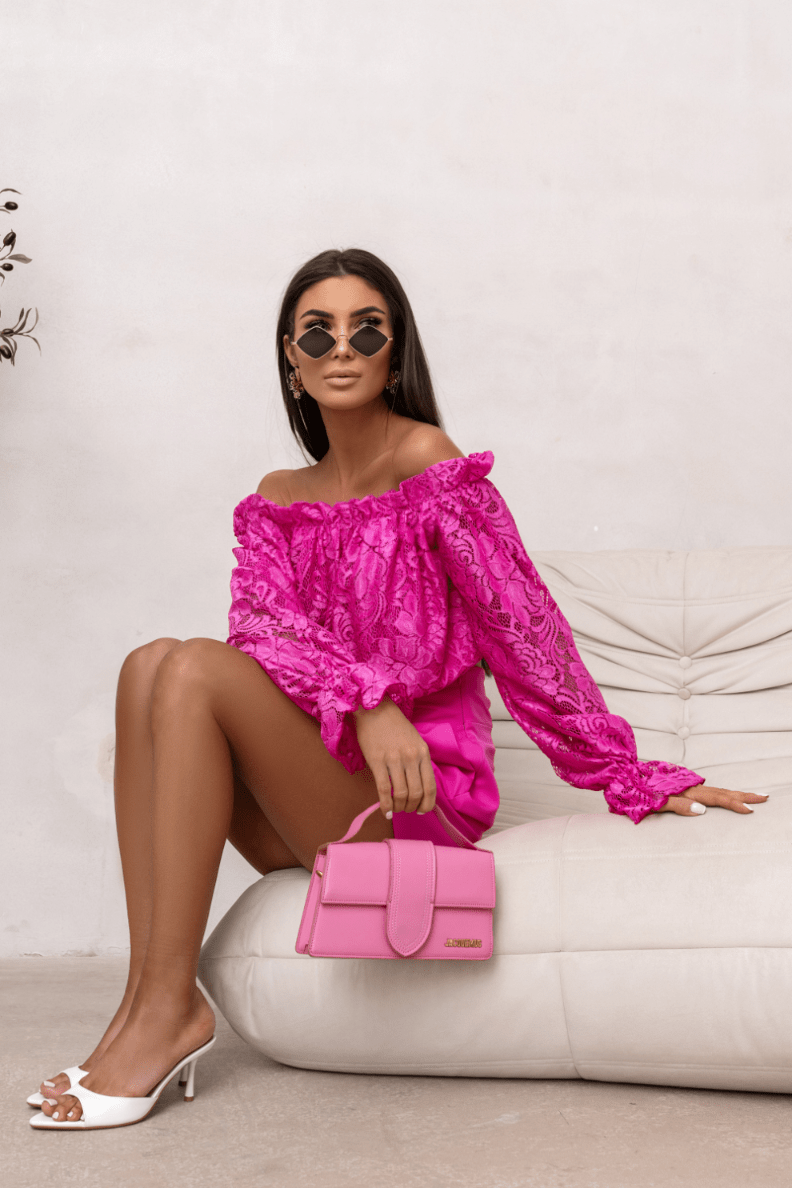 Дамска блуза MIA тип „испанка“ с дантела - Фуксия LaBalancia Roberto Fashion Store Set 5907378521661 L