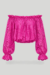 Blusa donna MIA tipo "spagnola" in pizzo - Fucsia