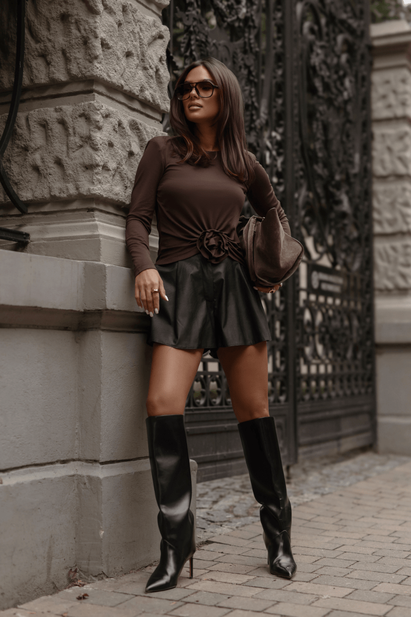 Дамска блуза ROSIE – кафява, елегантен модел LaBalancia Roberto Fashion Store Set 5907378525379 S