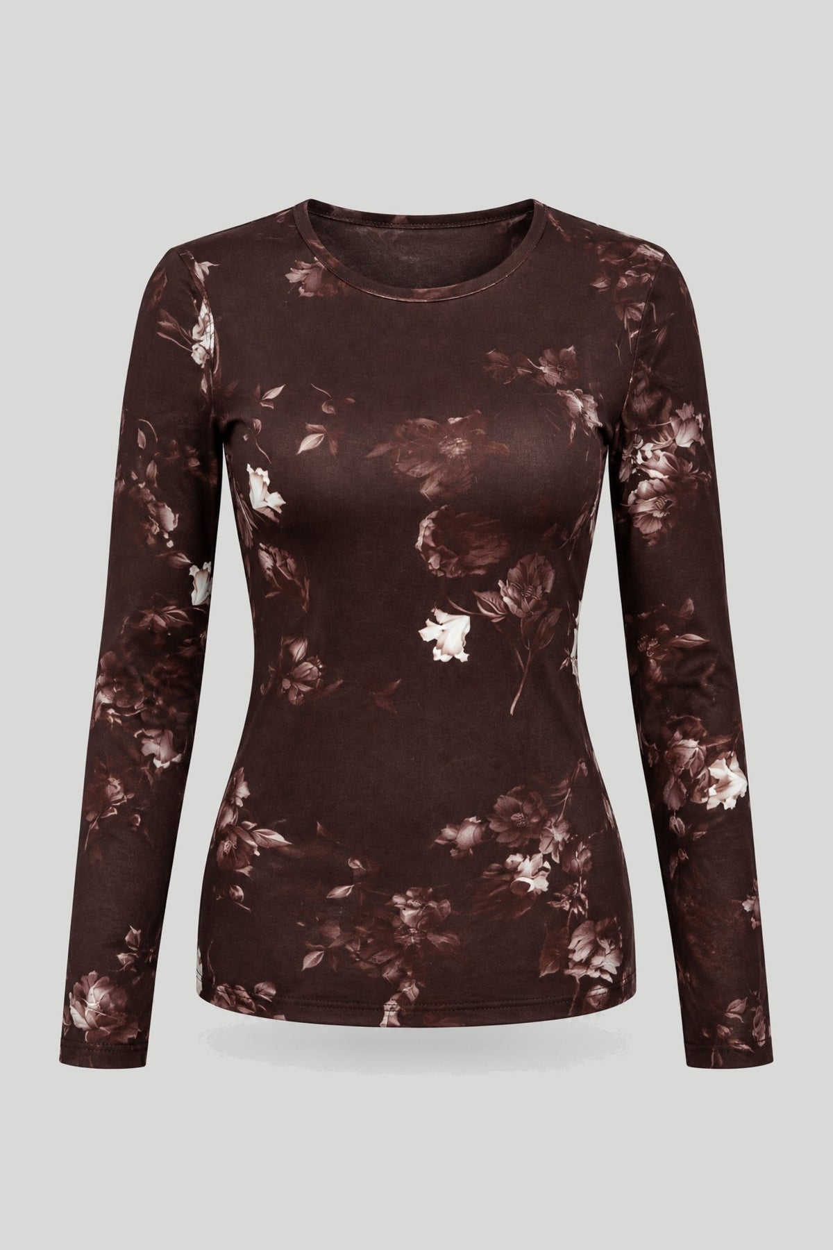 Дамска блуза SHIRA с дълъг ръкав и кафяв флорален десен LaBalancia Roberto Fashion Store Shirt 5907378518425 XS/S