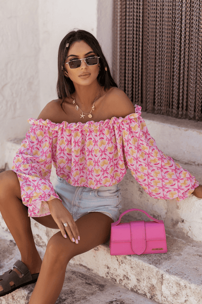 Дамска блуза тип "Испанка" MIA - Розови лимони LaBalancia Roberto Fashion Store Set 5907378522187 UNI