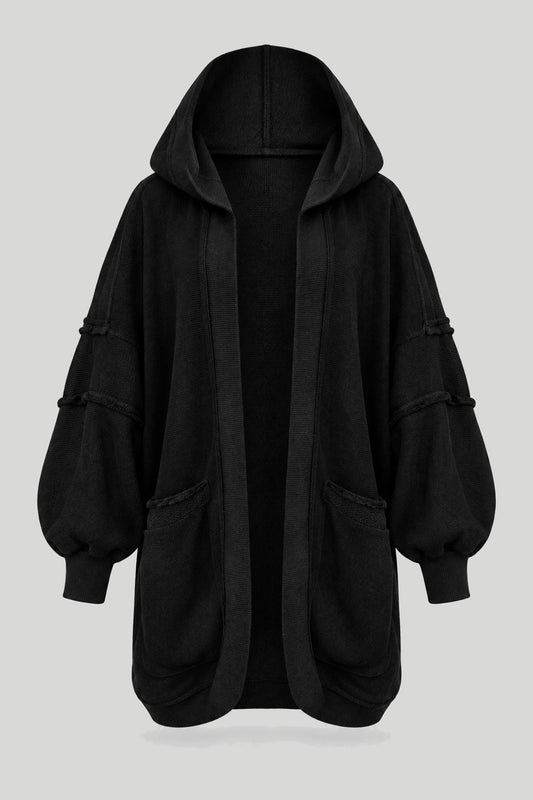 Schwarze Damenstrickjacke aus Viskose für den Alltag, Einheitsgröße – снимка на продукта