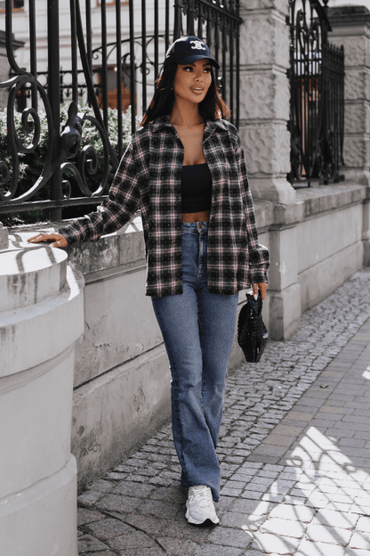 Cămașă de damă din flanel BLINK în negru și roz LaBalancia Roberto Fashion Store One piece 5907378527519 UNI