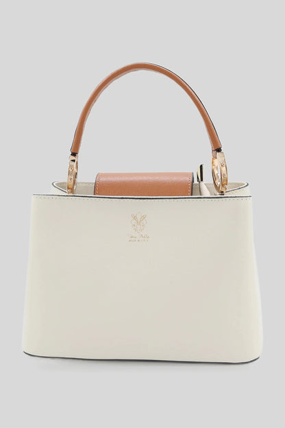 Biała damska skórzana torebka z górnym uchwytem - skóra Saffiano Roberto&Co Roberto Fashion Store Bag AVI1409BAGWHTTOP One Size INTL