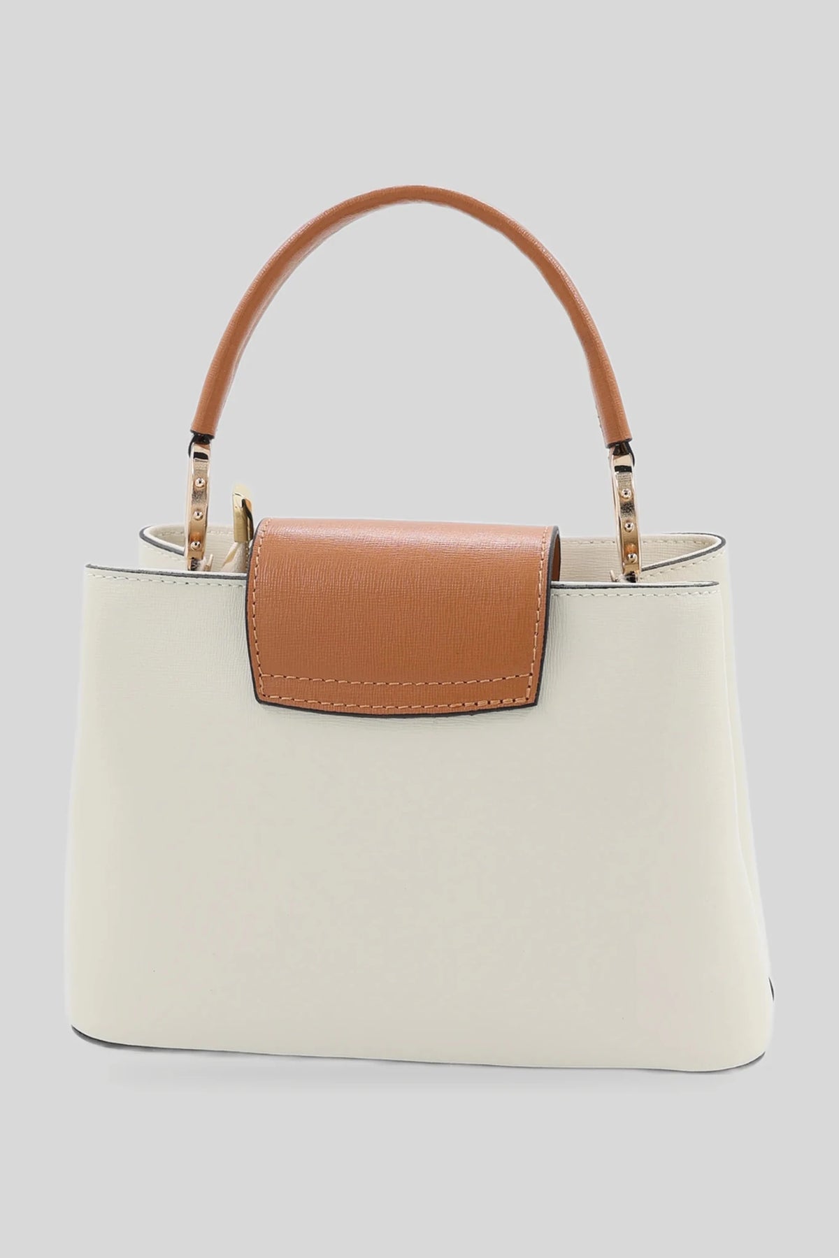 Biała damska skórzana torebka z górnym uchwytem - skóra Saffiano Roberto&Co Roberto Fashion Store Bag AVI1409BAGWHTTOP One Size INTL