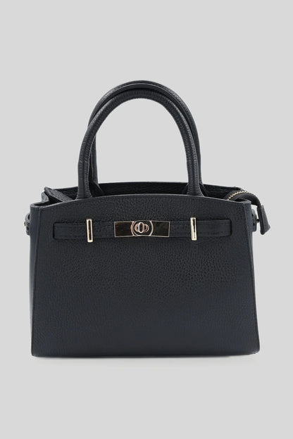 Damska skórzana torebka z paskiem i klamrą w kolorze czarnym - skóra naturalna Dollaro Roberto&Co Roberto Fashion Store Bag AVI1609BAGBLKTOT One Size INTL