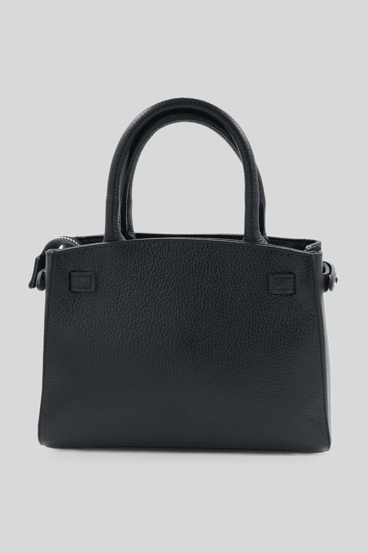 Damska skórzana torebka z paskiem i klamrą w kolorze czarnym - skóra naturalna Dollaro Roberto&Co Roberto Fashion Store Bag AVI1609BAGBLKTOT One Size INTL