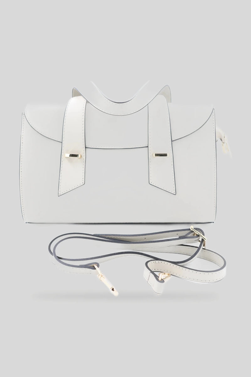 Bolso de cuero para mujer tipo bowling en blanco - cuero natural Ruga