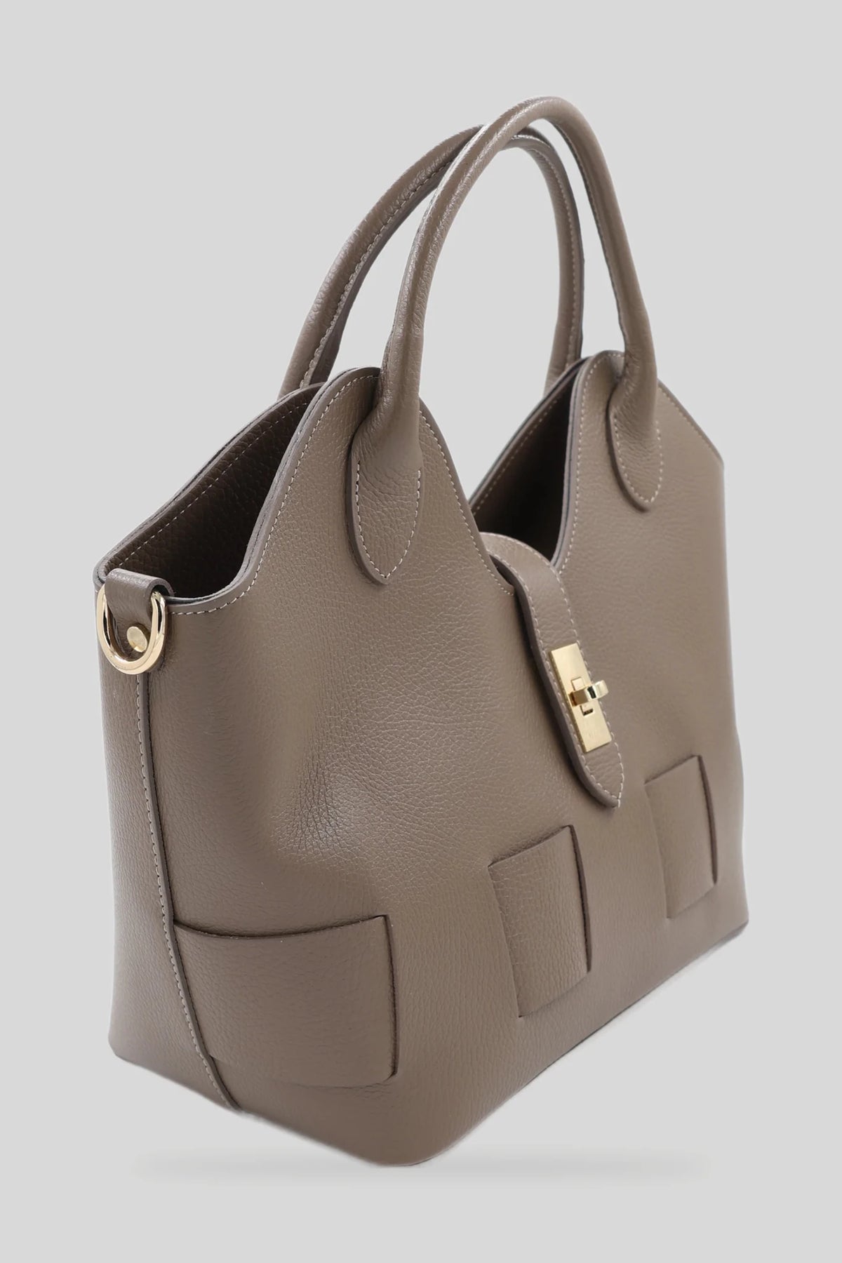 Damska skórzana torba typu shopper w beżowym kolorze - skóra naturalna Dollaro Roberto&Co Roberto Fashion Store Bag AVI1909BAGBEITOT One Size INTL
