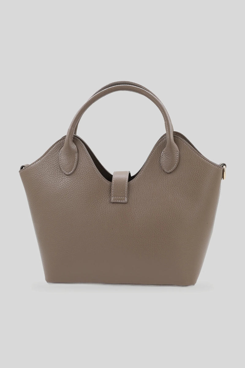 Bolsa feminina de couro tipo shopper em bege - couro natural Dollaro