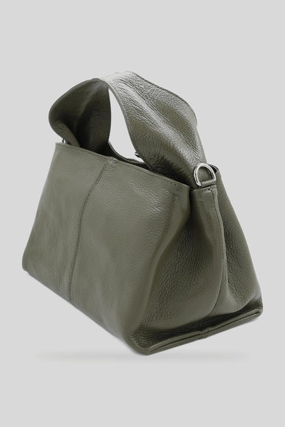Damska skórzana torebka typu hobo w kolorze zielonym - skóra naturalna Dollaro Roberto&Co Roberto Fashion Store Bag AVI1809BAGGRNHOB One Size INTL