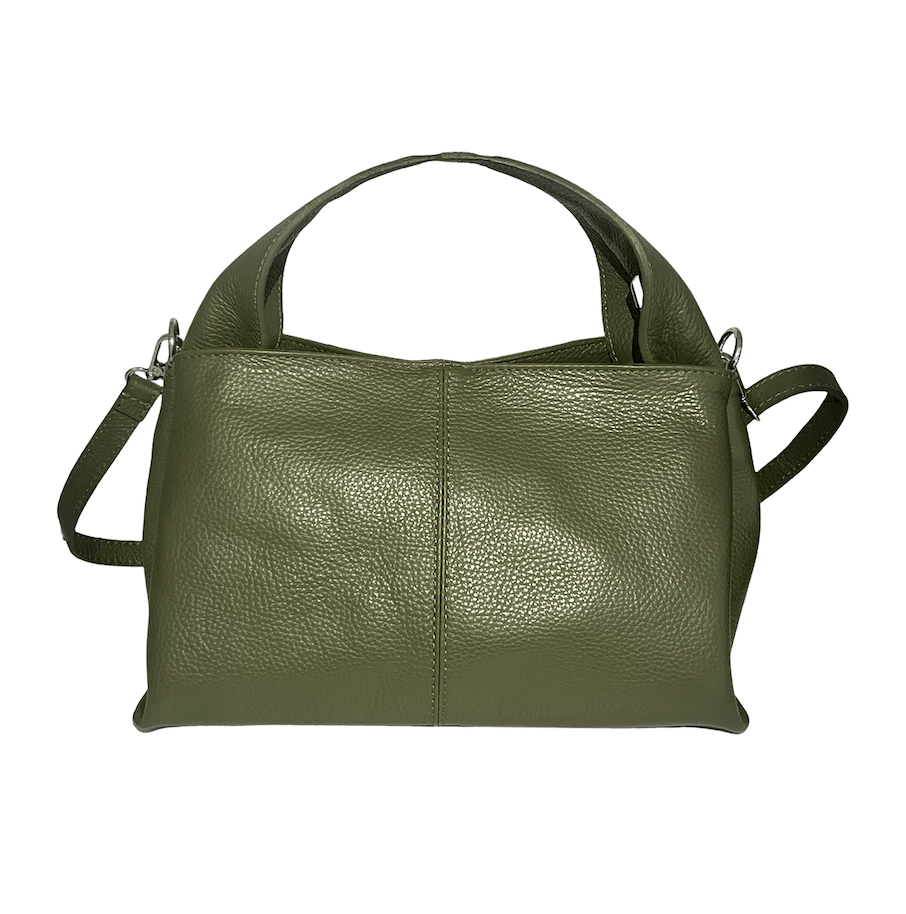 Damska skórzana torebka typu hobo w kolorze zielonym - skóra naturalna Dollaro Roberto&Co Roberto Fashion Store Bag AVI1809BAGGRNHOB One Size INTL