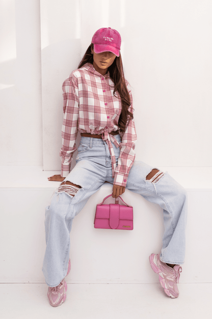 Дамска памучна риза с качулка SOHO – Кариран модел в розово и фуксия LaBalancia Roberto Fashion Store Shirt 5907378519293 UNI