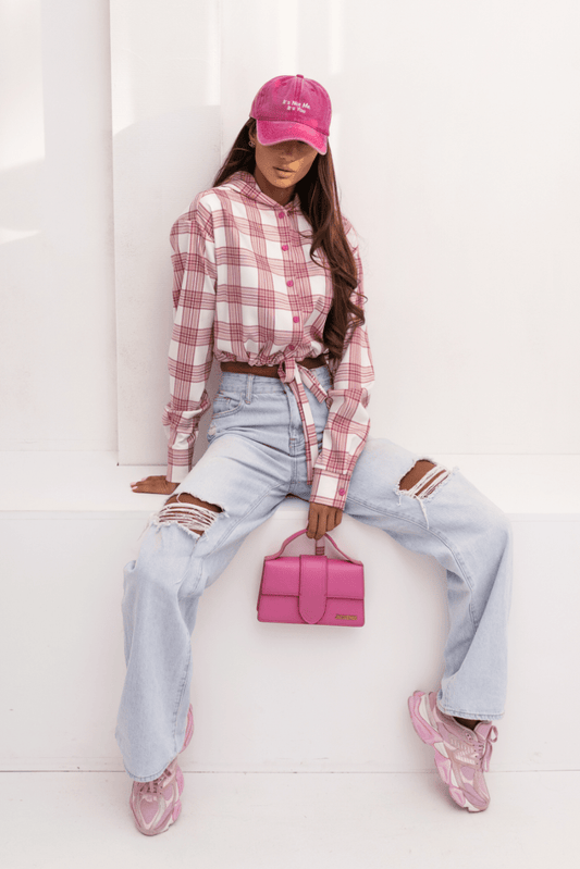 Дамска памучна риза с качулка SOHO – Кариран модел в розово и фуксия LaBalancia Roberto Fashion Store Shirt 5907378519293 UNI