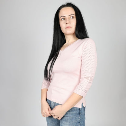 Дамска Плетена Тениска Roberto Fashion Store T-shirt FELICKNI44 S Pink
