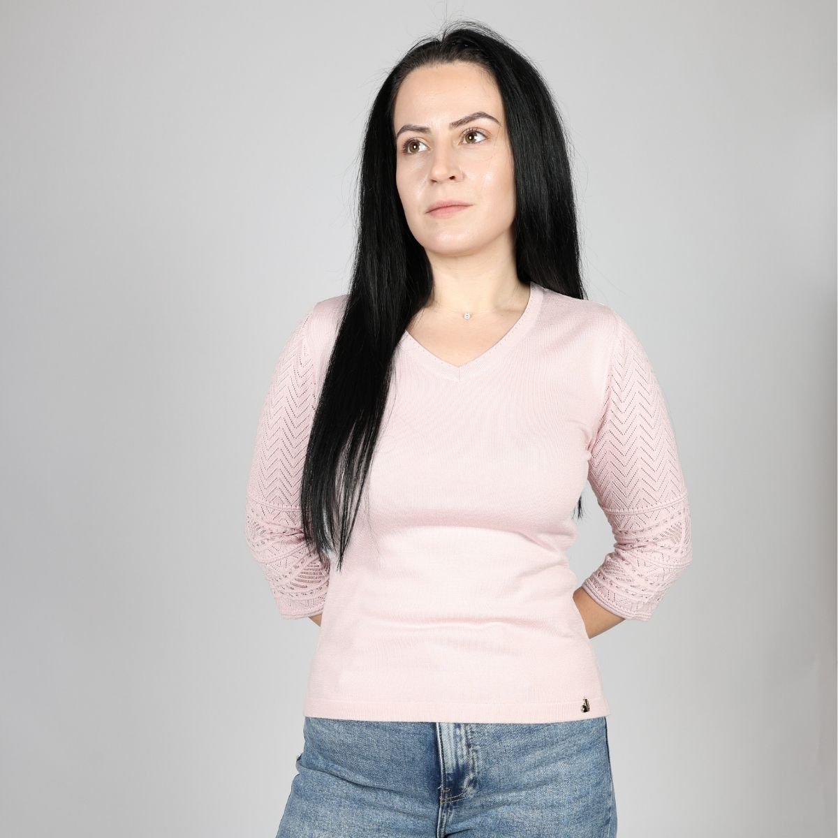 Дамска Плетена Тениска Roberto Fashion Store T-shirt FELICKNI44 S Pink
