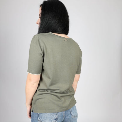 Дамска Плетена Тениска, Зелен и Бял Roberto Fashion Store T-shirt FELICKNI32 S Green