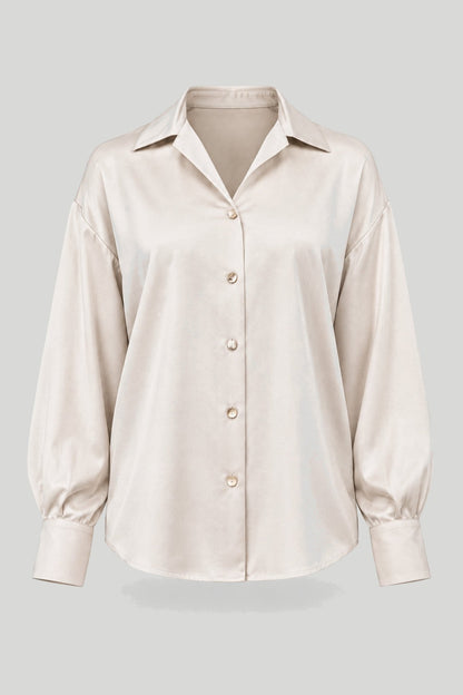 Дамска сатенена риза MADDIE – Беж, елегантен кежуал стил LaBalancia Roberto Fashion Store Shirt 5907378517947 S