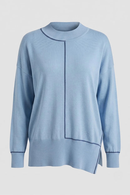 Дамска светло синя плетена блуза с дълъг ръкав за жени Roberto&Co Roberto Fashion Store Sweater FLC2207KNIBLSBLS-S/M S/M