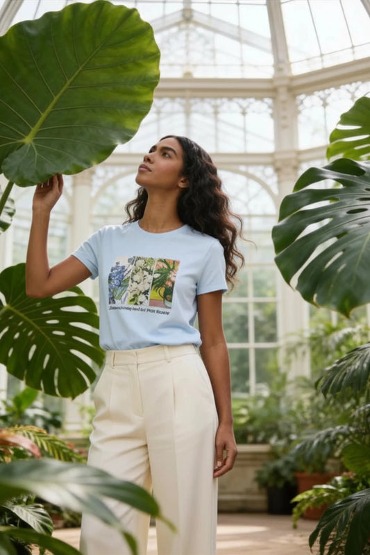 Дамска светло синя тениска с арт принт "Nature" Medicine Roberto Fashion Store T-shirt RS26TSD261-05X-L L