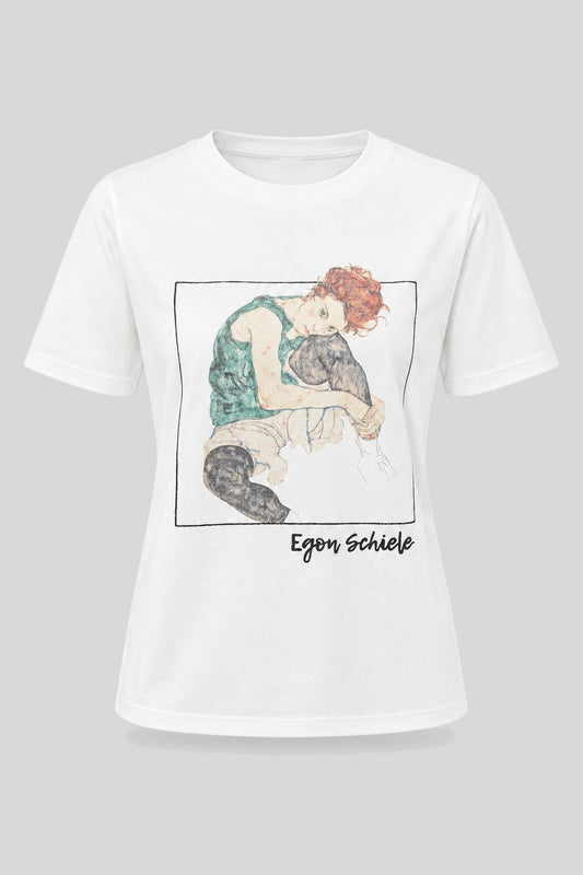 Camiseta feminina "Cream" com estampa de arte abstrata – снимка на продукта