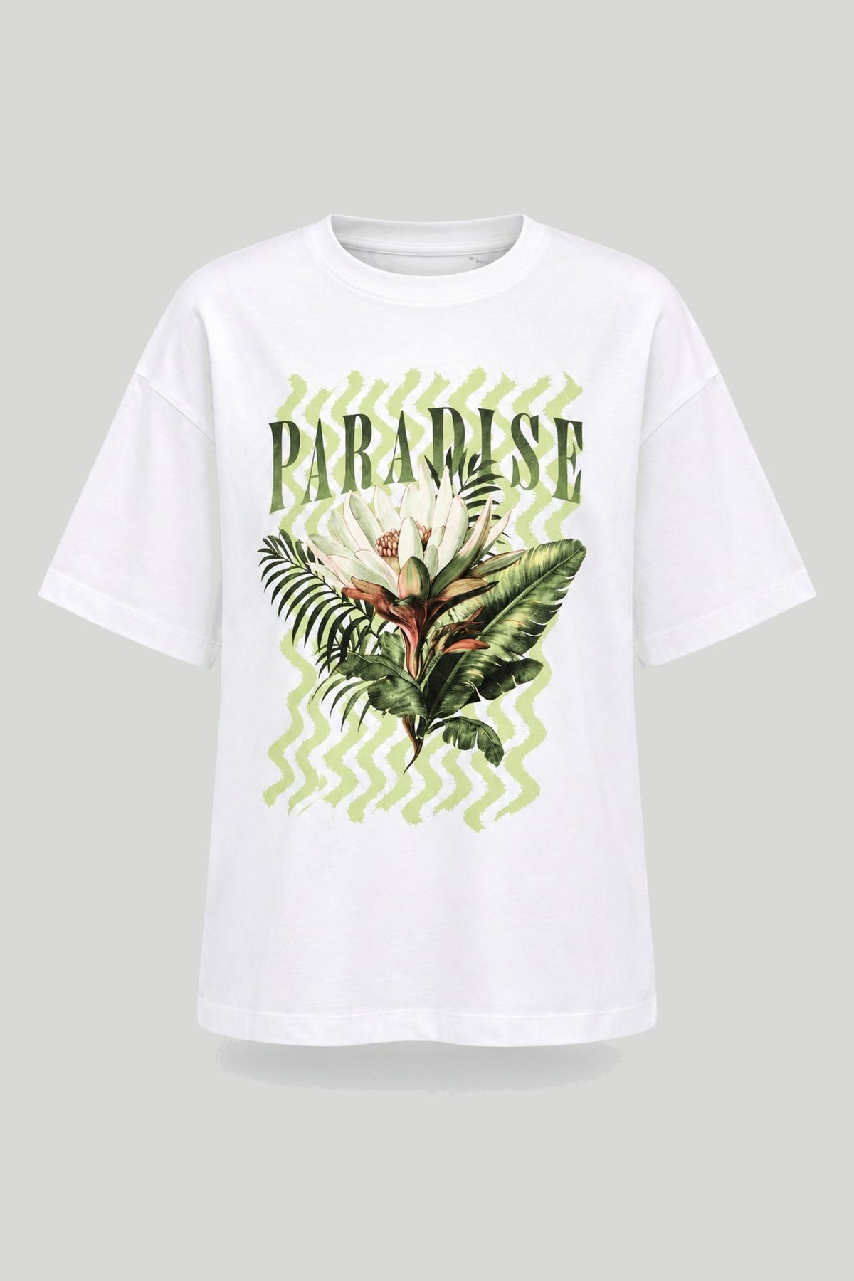Дамска тениска в бял цвят с принт "Paradise" Medicine Roberto Fashion Store T-shirt RS26-TSDB12-00X-L L