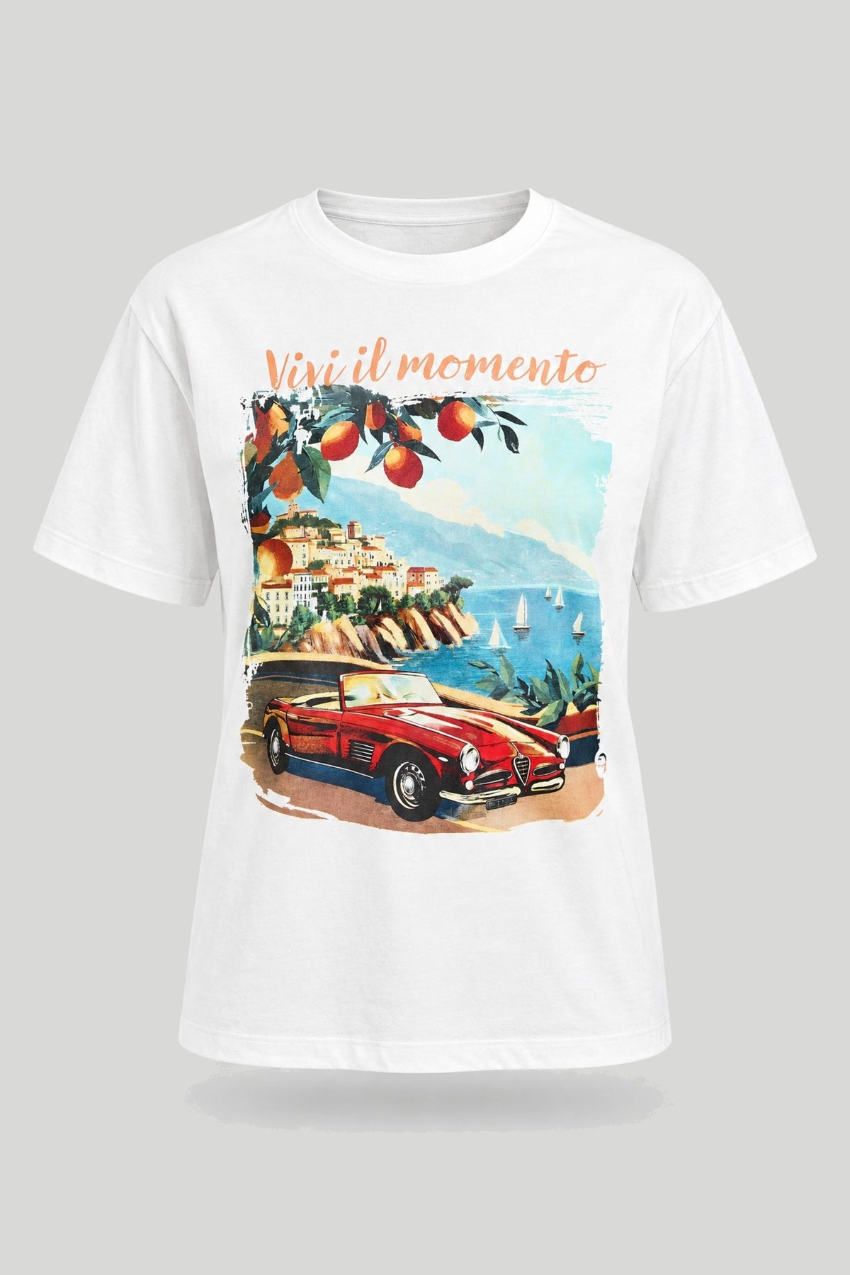 Дамска тениска в бял цвят "Vivi il momento" Medicine Roberto Fashion Store T-shirt RS26-TSDA03-01X-L L