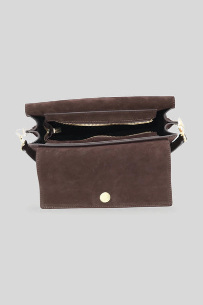 Damen-Umhängetasche aus Veloursleder in Dunkelbraun - echtes Leder Roberto&Co Roberto Fashion Store Bag AVI1209BAGBRWCRS One Size INTL