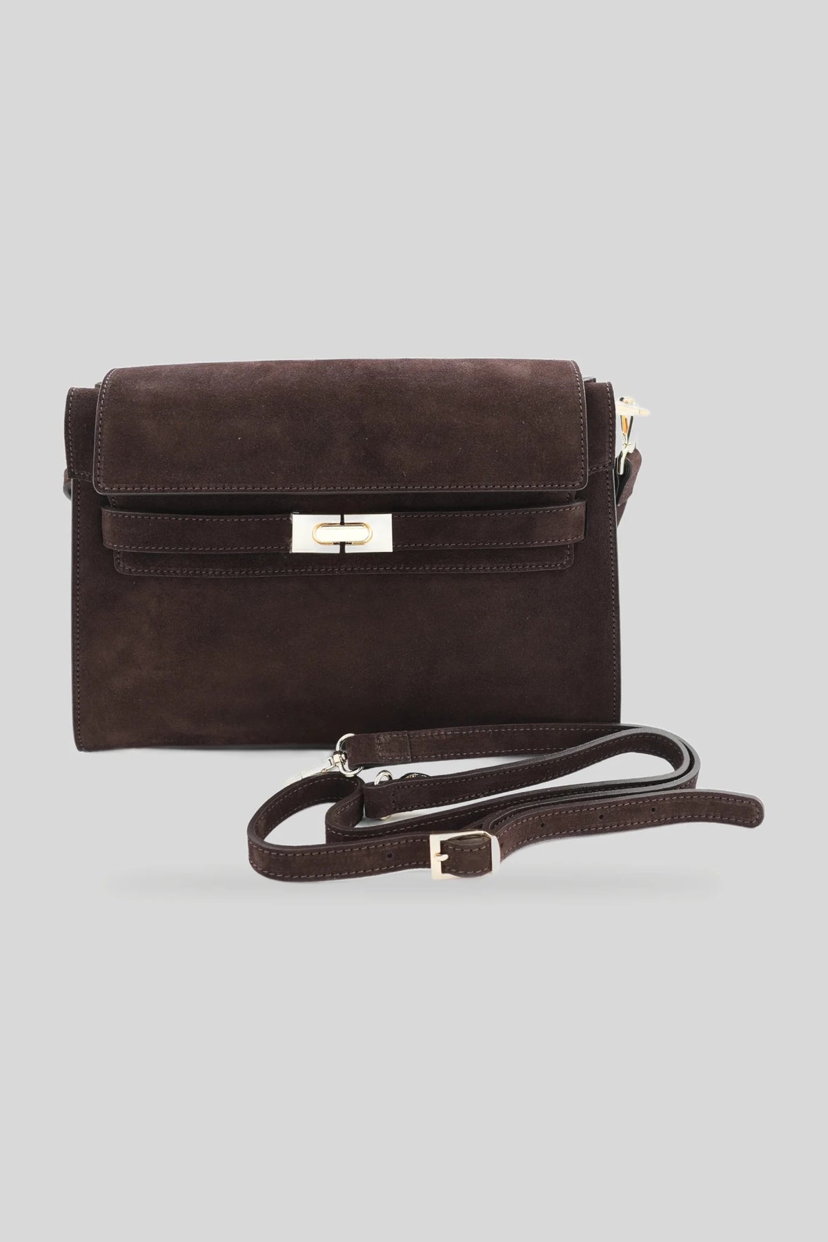 Damen-Umhängetasche aus Veloursleder in Dunkelbraun - echtes Leder Roberto&Co Roberto Fashion Store Bag AVI1209BAGBRWCRS One Size INTL