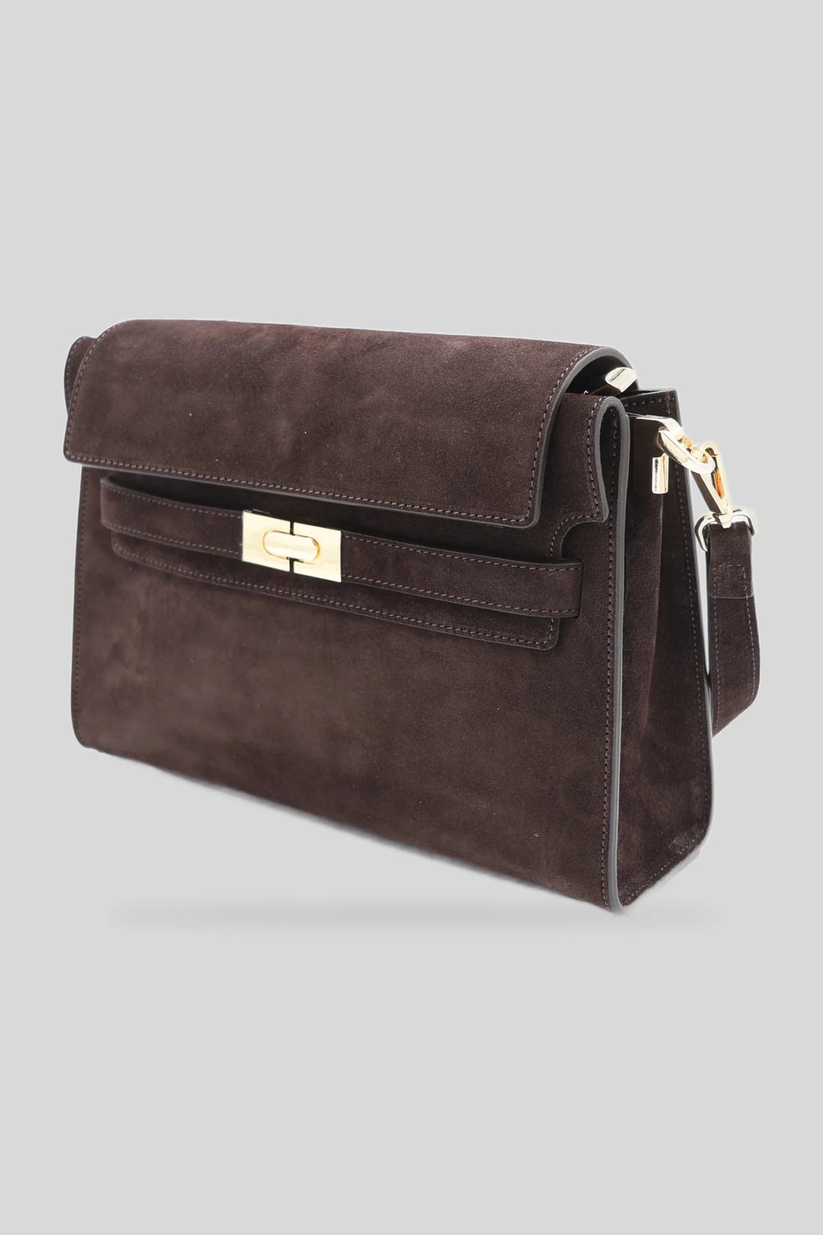 Damen-Umhängetasche aus Veloursleder in Dunkelbraun - echtes Leder Roberto&Co Roberto Fashion Store Bag AVI1209BAGBRWCRS One Size INTL