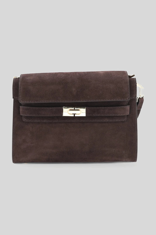 Дамска велурена чанта през рамо в тъмнокафяво - естествена кожа Roberto&Co Roberto Fashion Store Bag AVI1209BAGBRWCRS One Size INTL