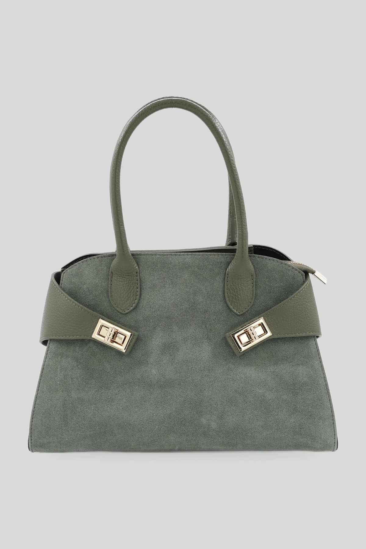 Geantă de damă din piele întoarsă, cu mânere scurte, maro - piele naturală Roberto&Co Roberto Fashion Store Bag AVI0809BAGBRWTOP One Size INTL