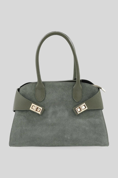 Geantă de damă din piele întoarsă, cu mânere scurte, maro - piele naturală Roberto&Co Roberto Fashion Store Bag AVI0809BAGBRWTOP One Size INTL