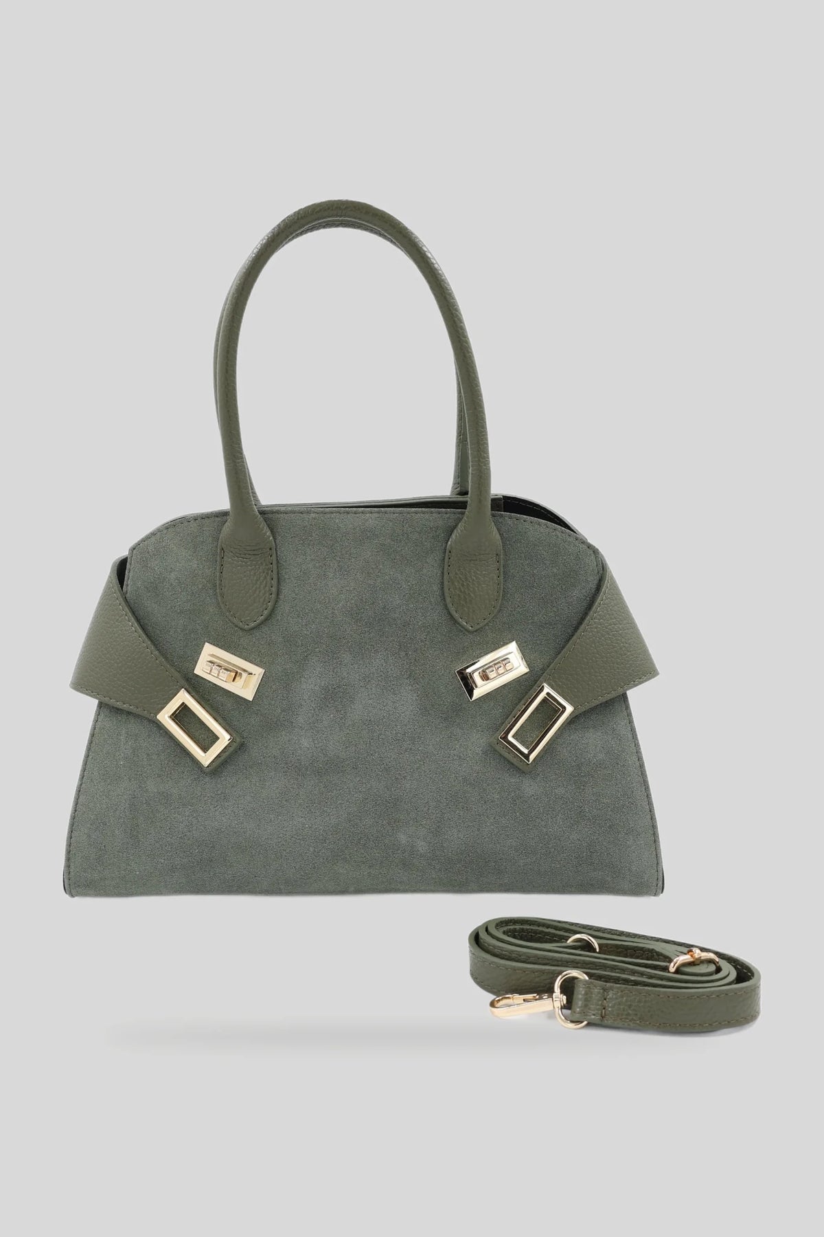 Geantă de damă din piele întoarsă, cu mânere scurte, maro - piele naturală Roberto&Co Roberto Fashion Store Bag AVI0809BAGBRWTOP One Size INTL