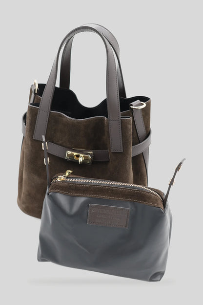 Дамска велурена чанта тип шопър в маслинено зелено - естествена кожа Roberto&Co Roberto Fashion Store Bag AVI0709BAGGRNTOT One Size INTL
