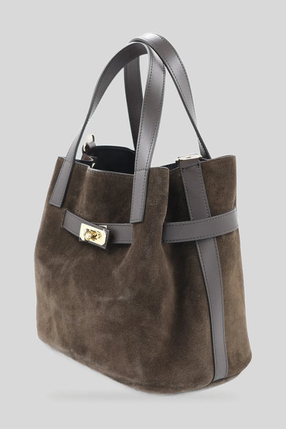 Дамска велурена чанта тип шопър в маслинено зелено - естествена кожа Roberto&Co Roberto Fashion Store Bag AVI0709BAGGRNTOT One Size INTL