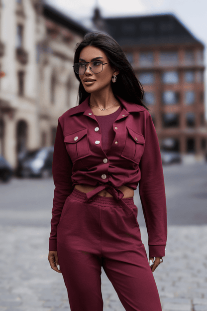 Дамски 3-частен спортен комплект Milano, бордо, 100% памук LaBalancia Roberto Fashion Store Set 5907378523900 XS/S