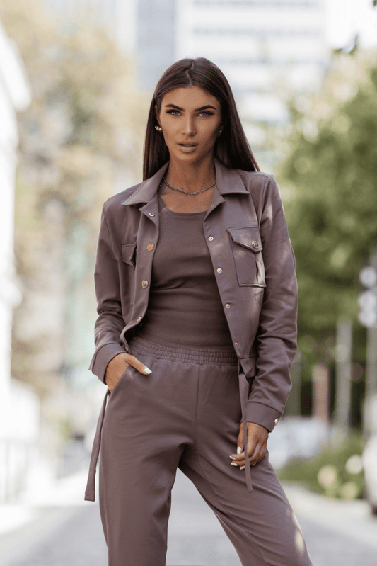 Дамски 3-чeстен спортен комплект Milano, цвят Fango, 100% памук LaBalancia Roberto Fashion Store Set 5907378523856 XS/S