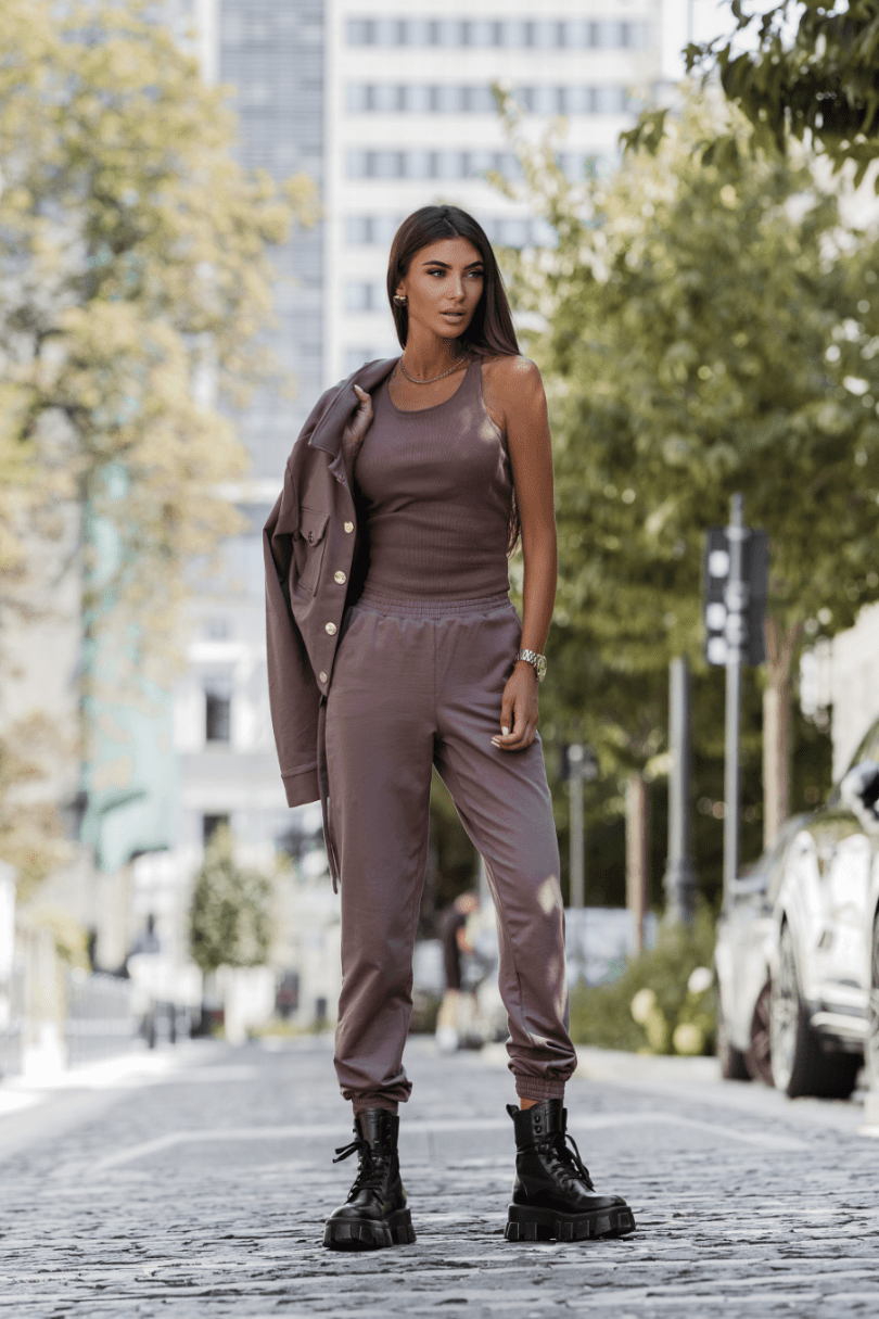Дамски 3-чeстен спортен комплект Milano, цвят Fango, 100% памук LaBalancia Roberto Fashion Store Set 5907378523856 XS/S