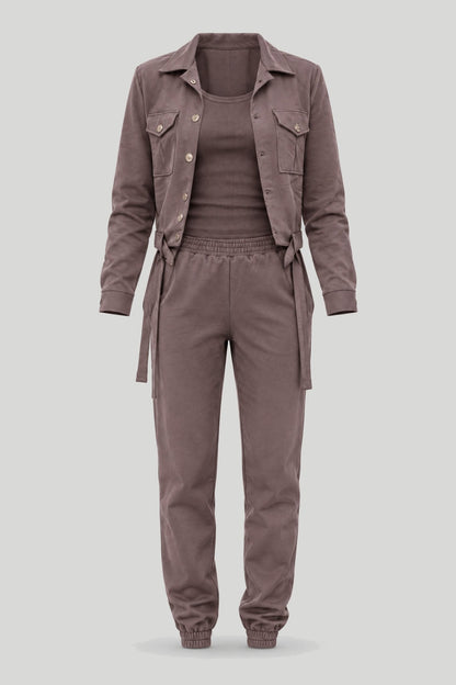 Дамски 3-чeстен спортен комплект Milano, цвят Fango, 100% памук LaBalancia Roberto Fashion Store Set 5907378523856 XS/S