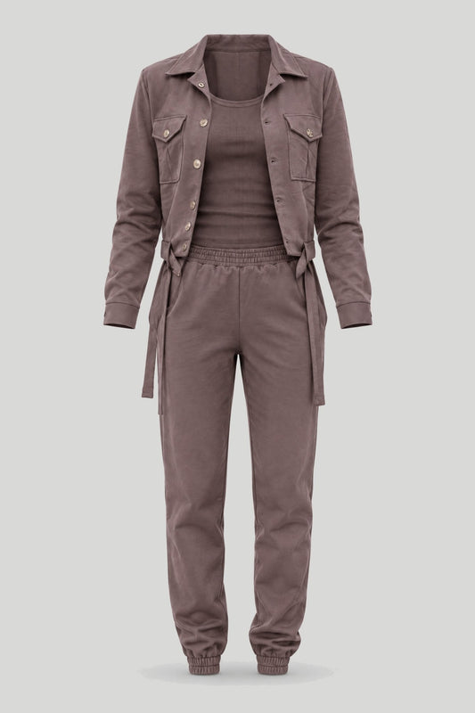 Women's 3-piece sports set Milano, Fango, 100% cotton – снимка на продукта