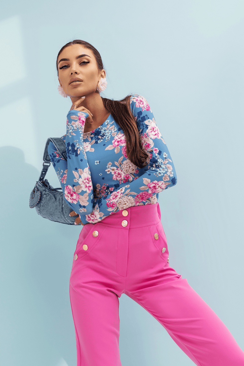 Дамски цигарен панталон KAY – розов, вълнообразно прилепване S–L