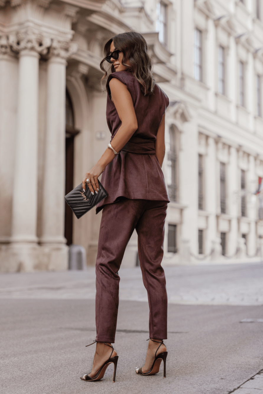 Дамски цигарен панталон KIARA – елегантно кафяво, 95% вискоза LaBalancia Roberto Fashion Store Set 5907378515714 S