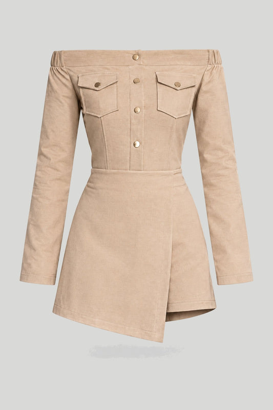 Damen-Set aus Rock und Shorts im Hippie-Stil in Beige – снимка на продукта