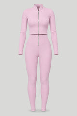 Damesset DUVE – top met rits en legging, lichtroze
